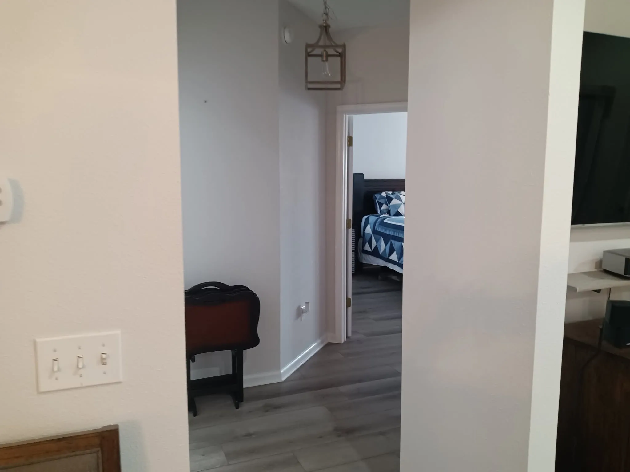 hallway — patched, primed, painted